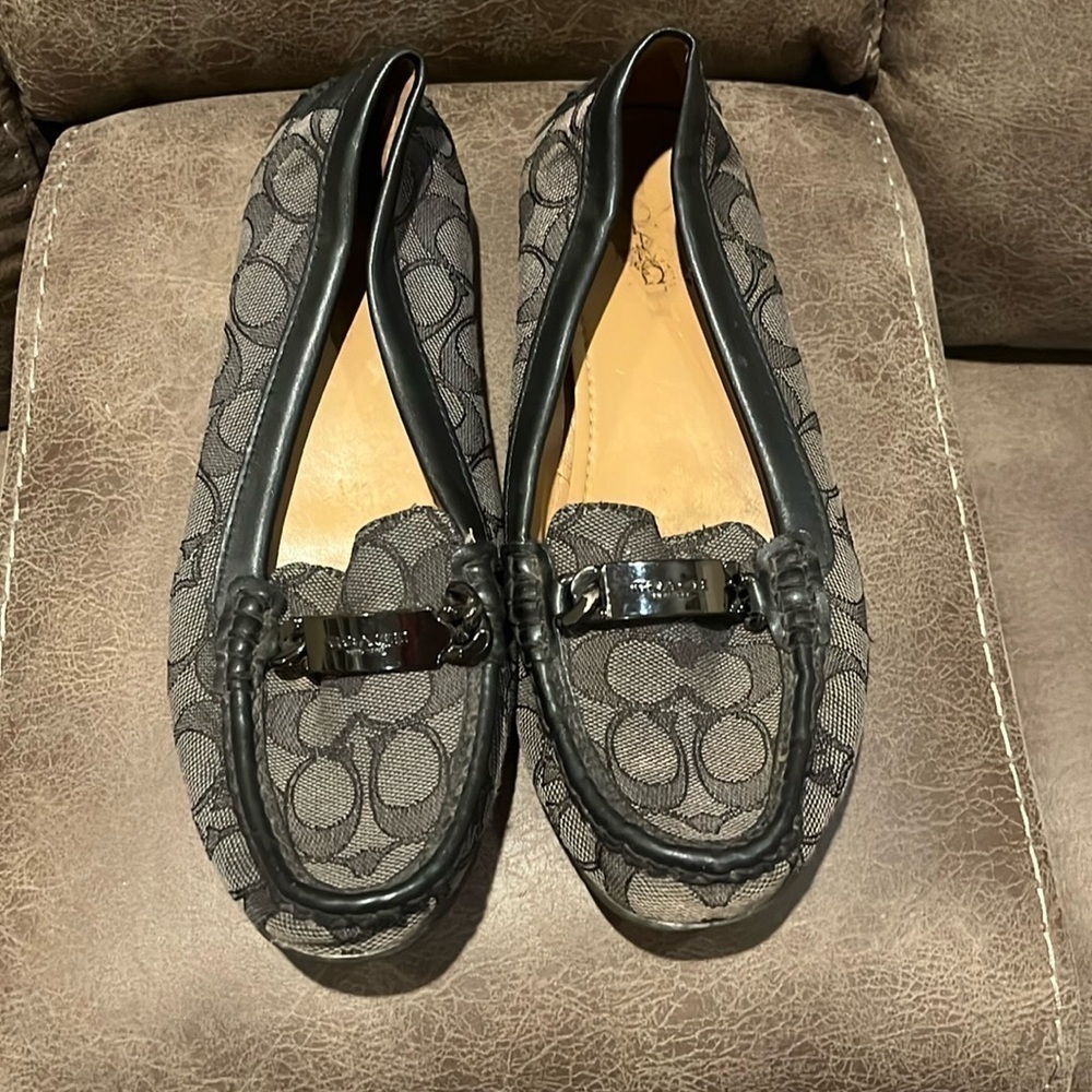 Coach signature black loafers, size 8